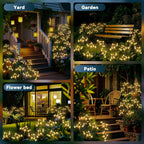 JJGoo Solar Garden Lights, New Upgraded 2 Pack Solar Swaying Starburst Light,