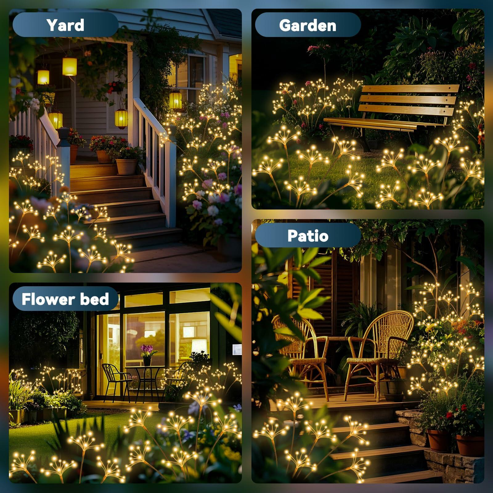 JJGoo Solar Garden Lights, New Upgraded 2 Pack Solar Swaying Starburst Light,