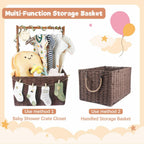 Wisreach Wooden Baby Shower Crate Closet, Baby Storage Crate with Handle,