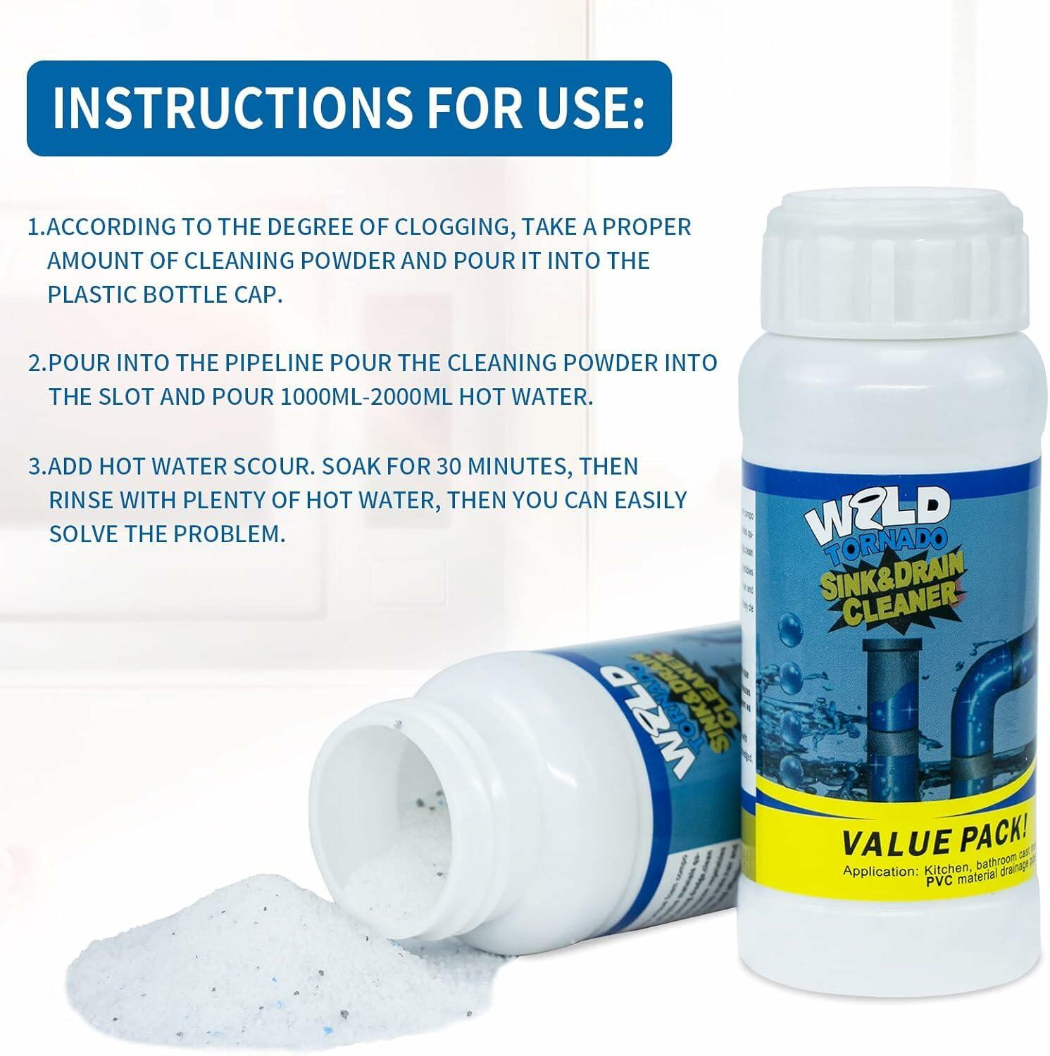 2 pack Wild Tornado Pipe Dredge,Powerful Sink Cleaner Powder Fast Foaming for