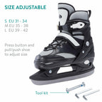 Navaris Adjustable Ice Skates for Kids - Comfortable & Robust Ice Skate Shoes for Boys and Girls - Perfect for Training, Hockey, Figure Skating and Leisure - Size EU 31-34, Grey