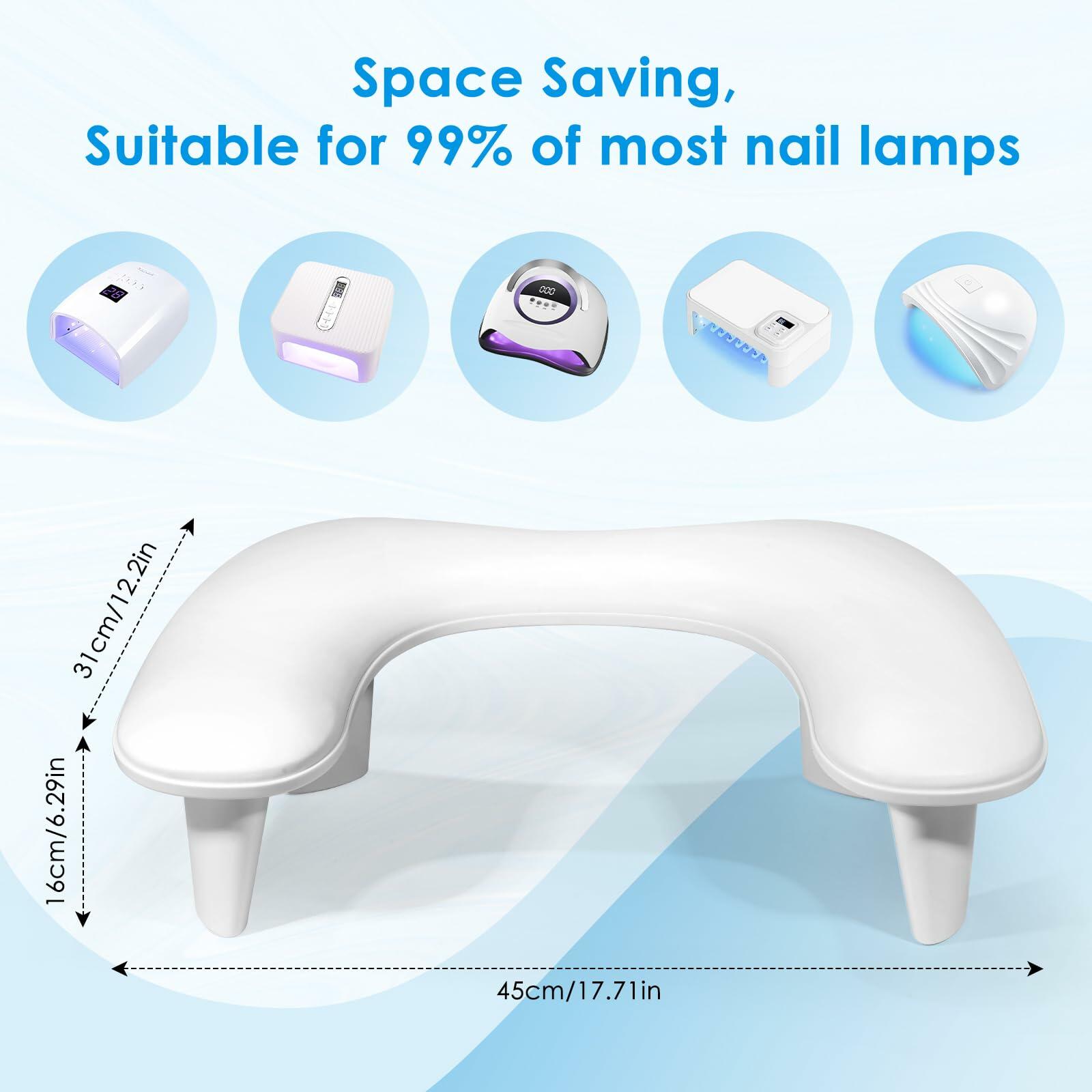 LIONVISON Arm Rest for Nails Tech U Shaped - Comfortable Manicure Nail Hand Rest Pillow Cushion, Nail Armrest Stand for Acrylic Nail Art Tech, Quick Installation, White