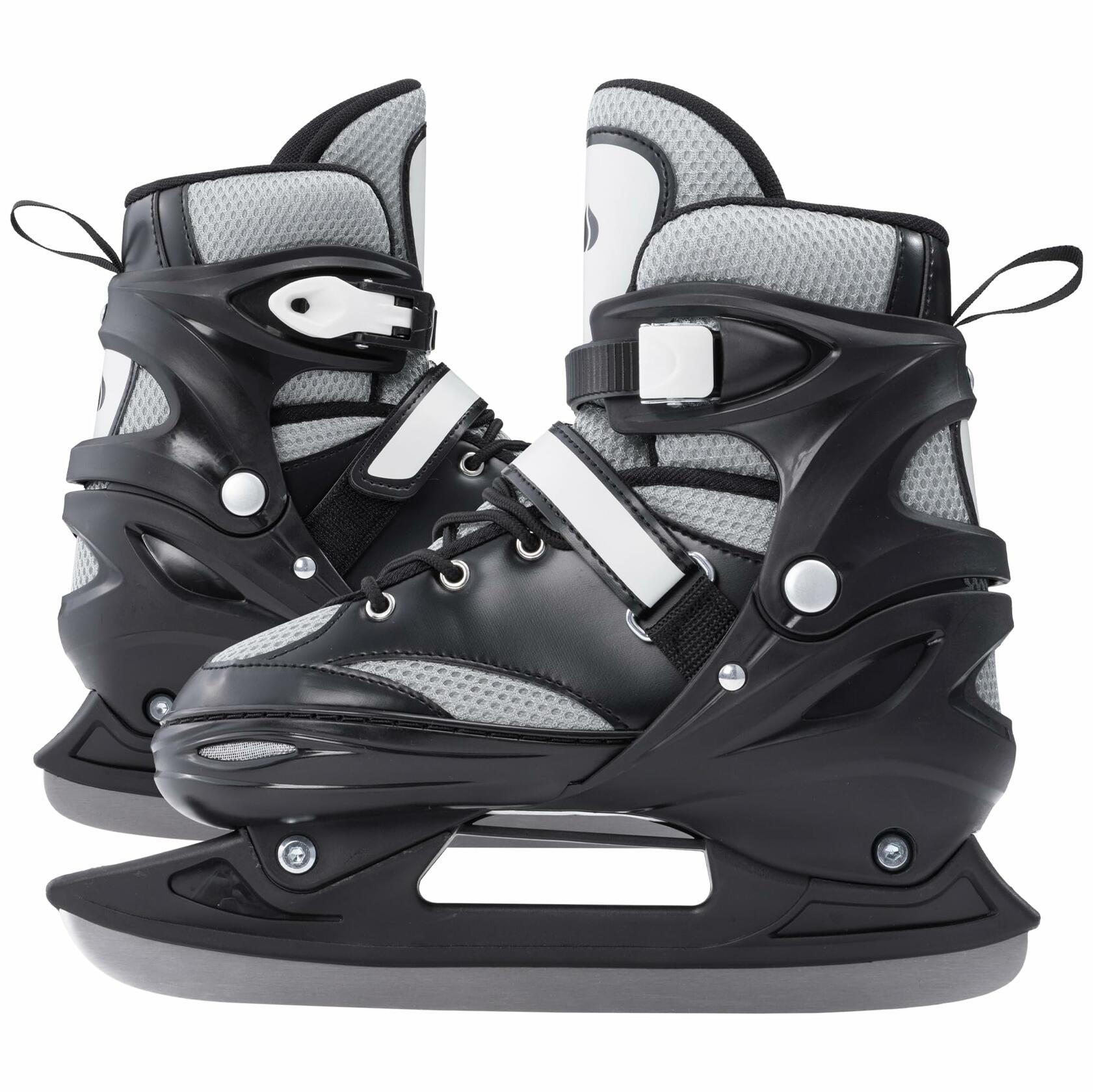 Navaris Adjustable Ice Skates for Kids - Comfortable & Robust Ice Skate Shoes for Boys and Girls - Perfect for Training, Hockey, Figure Skating and Leisure - Size EU 31-34, Grey