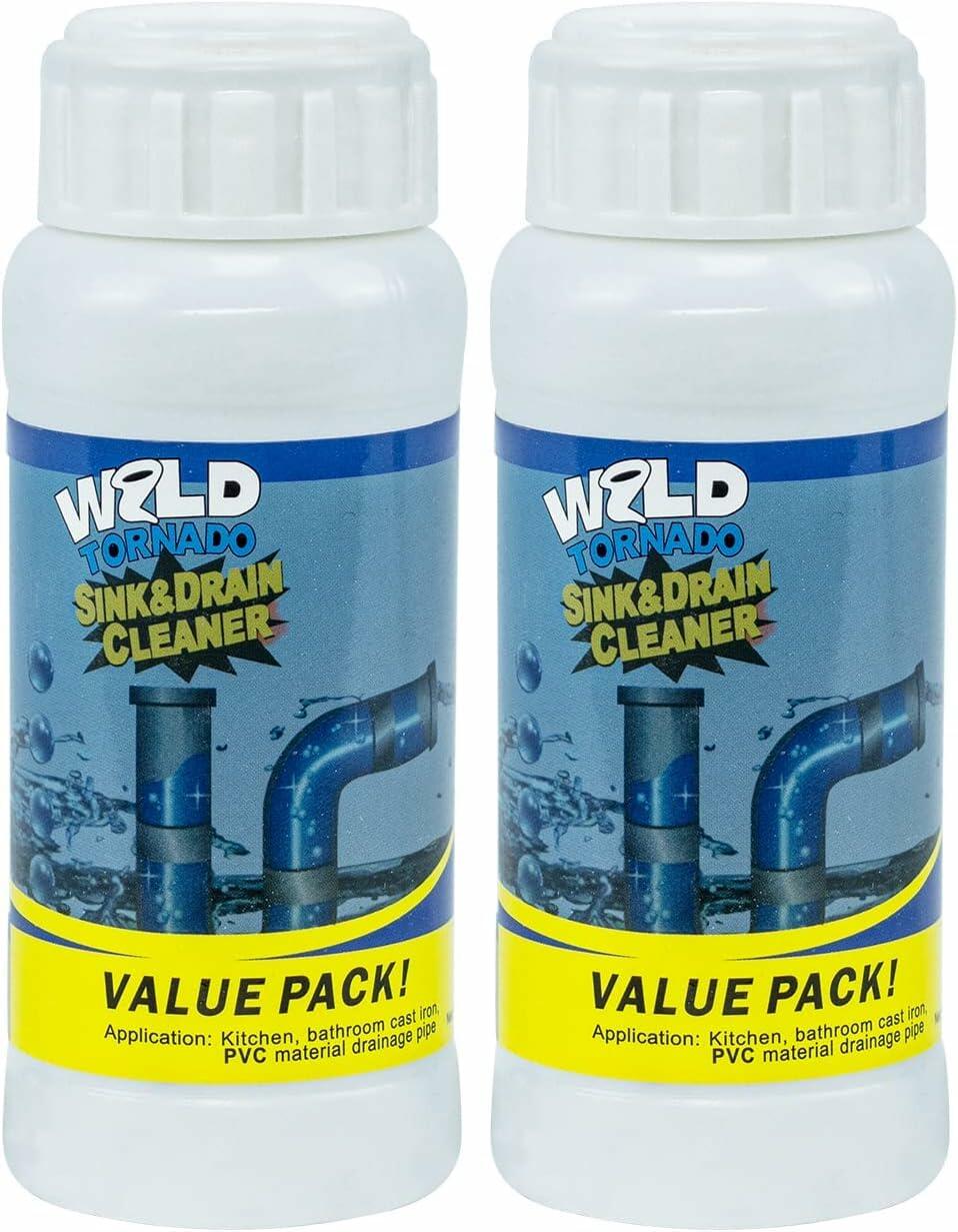2 pack Wild Tornado Pipe Dredge,Powerful Sink Cleaner Powder Fast Foaming for