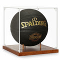 JupDec Basketball Display Case Acrylic Clear 10" Full Size with Solid Wood Base,