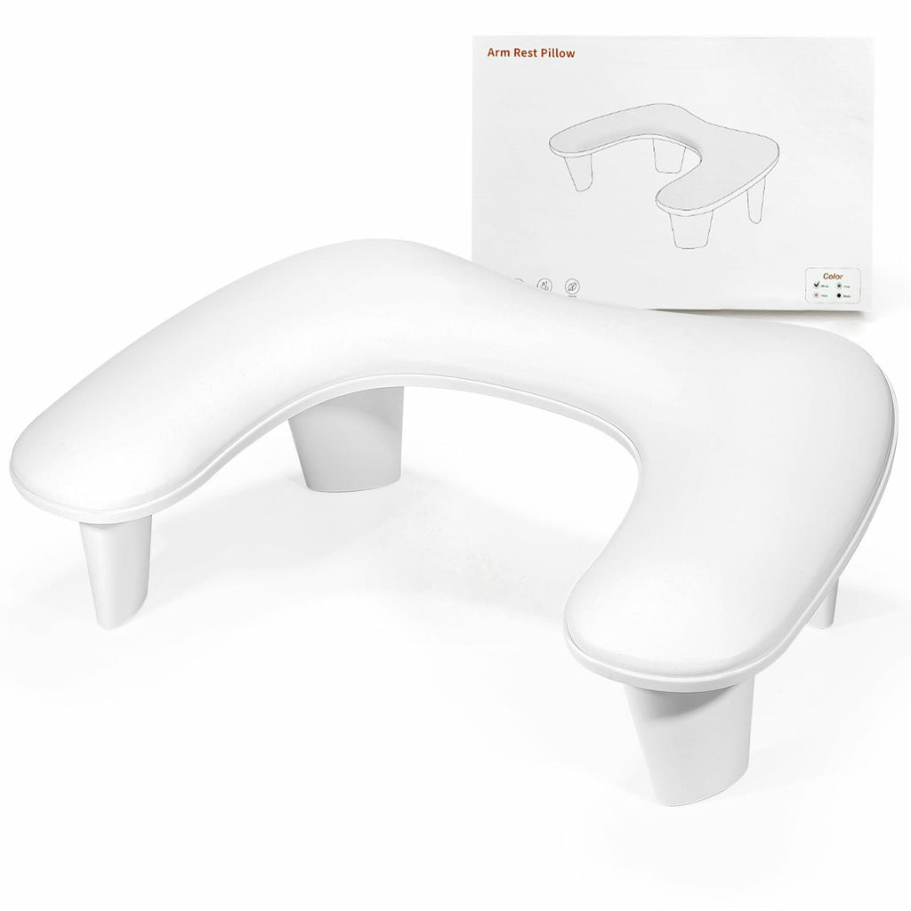 LIONVISON Arm Rest for Nails Tech U Shaped - Comfortable Manicure Nail Hand Rest Pillow Cushion, Nail Armrest Stand for Acrylic Nail Art Tech, Quick Installation, White