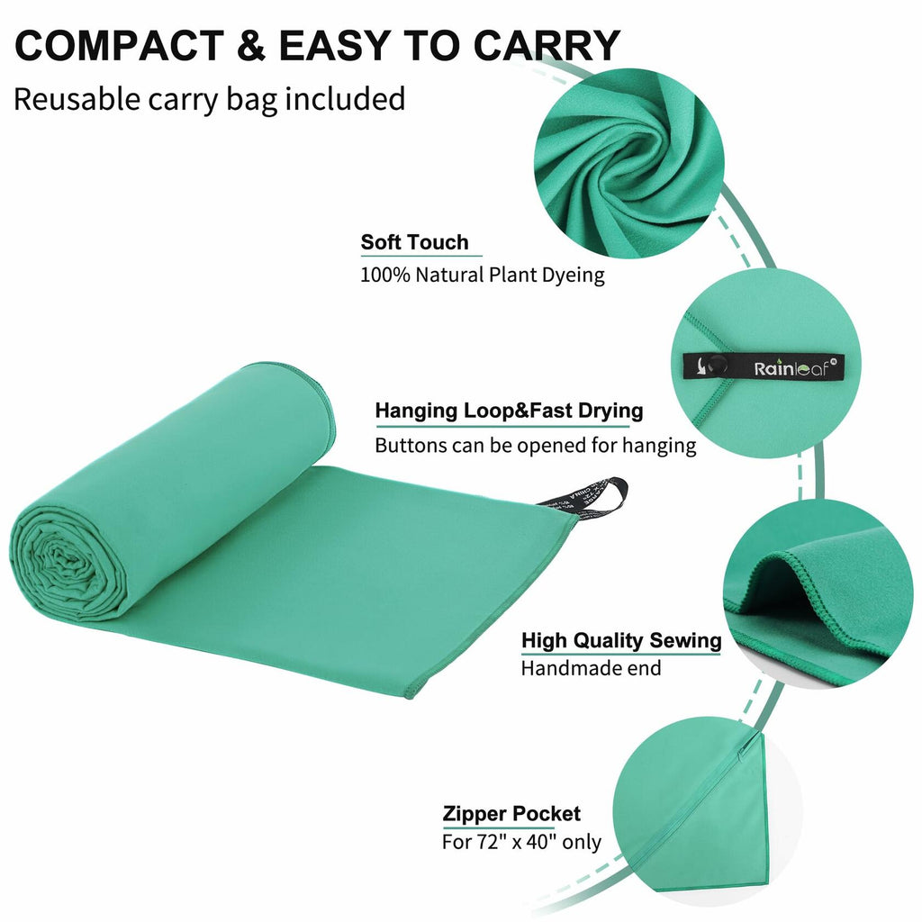 Rainleaf Microfiber Towel Perfect Travel & Gym & Camping Towel. Quick Dry -