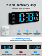 MASHI Digital Wall Clock, 16" Large Display Digital Clock with Remote Control, Auto-Dimming Wall Clock with Night Light, DST, Date Week,Temp for Living Room, Bedroom, Decor, for Elderly