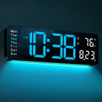 MASHI Digital Wall Clock, 16" Large Display Digital Clock with Remote Control, Auto-Dimming Wall Clock with Night Light, DST, Date Week,Temp for Living Room, Bedroom, Decor, for Elderly