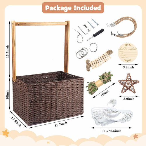 Wisreach Wooden Baby Shower Crate Closet, Baby Storage Crate with Handle,