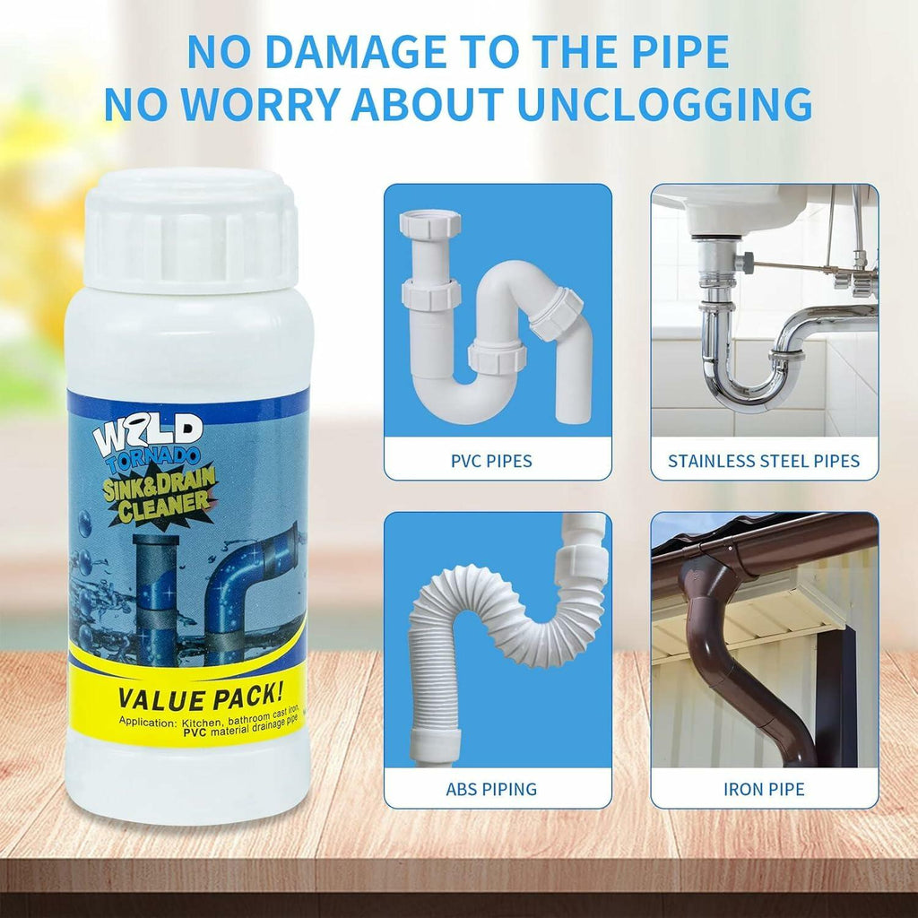 2 pack Wild Tornado Pipe Dredge,Powerful Sink Cleaner Powder Fast Foaming for
