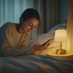 ONEWISH Small Cordless Lamp Dimmable-Battery Operated Table lamp, 4000mAh Rechargeable, Touch Bedside Lamp with White Fabric Shade, 2700K Bulb Included, for Dining, Patio, Bathroom(Gold)