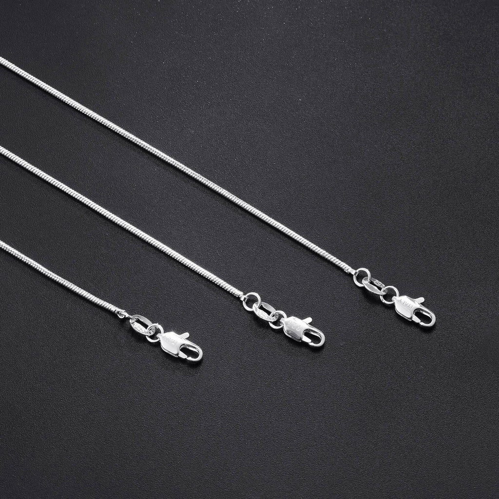 Goldegg Silver Necklace for Women, 925 Sterling Silver 1.1mm Snake Chain Diamond