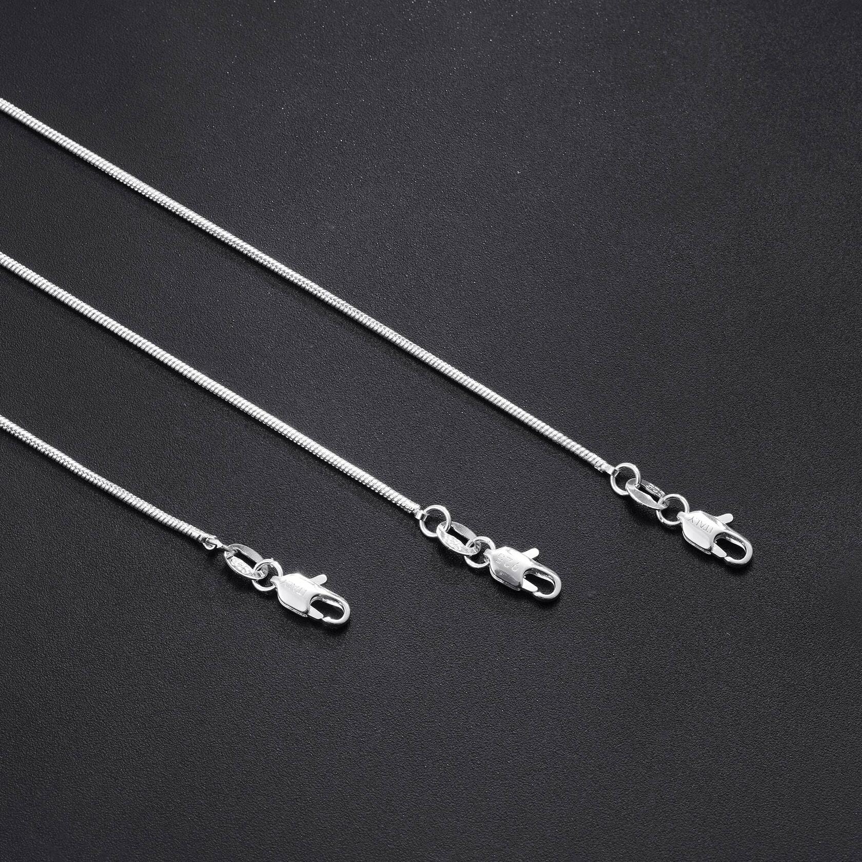 Goldegg Silver Necklace for Women, 925 Sterling Silver 1.1mm Snake Chain Diamond