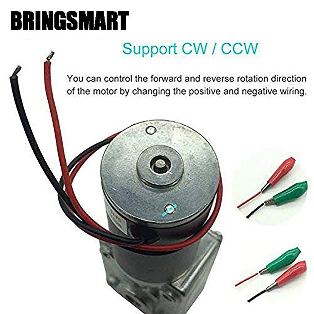 BRINGSMART 12V 16rpm DC Worm Gear Motor 70kg.cm High Torque Turbine Electric