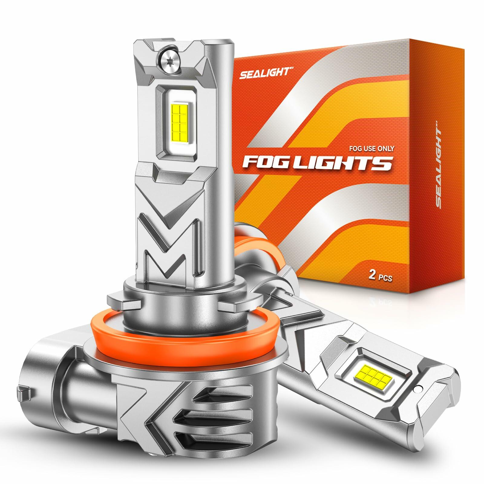2 Pack SEALIGHT H8/H16/H11 LED Fog Light Bulb, 17,000 Lumens 6500K White Light,