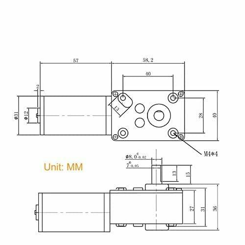 BRINGSMART 12V 16rpm DC Worm Gear Motor 70kg.cm High Torque Turbine Electric