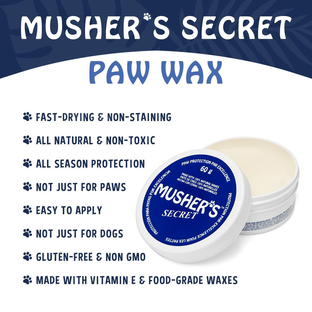 Musher's Secret Dog Paw Wax 60g – Moisturizing Dog Paw Balm – Helps Protect &