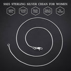Goldegg Silver Necklace for Women, 925 Sterling Silver 1.1mm Snake Chain Diamond