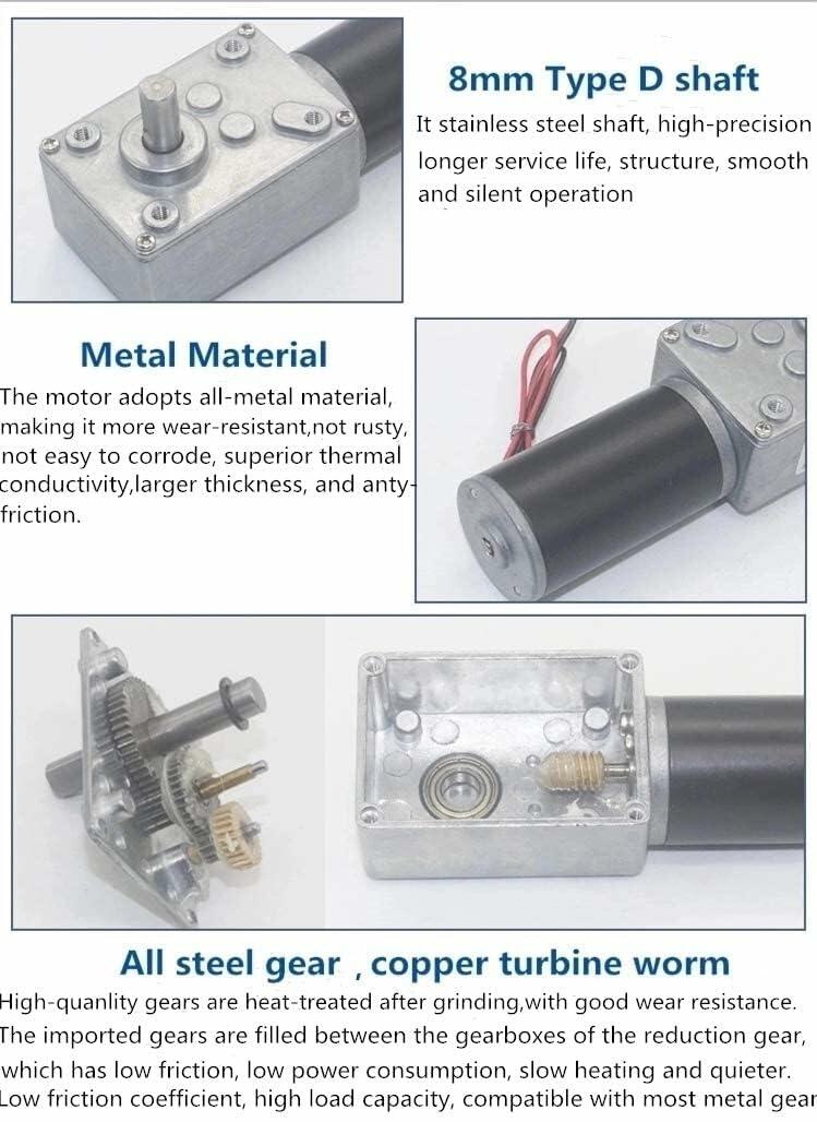 BRINGSMART 12V 16rpm DC Worm Gear Motor 70kg.cm High Torque Turbine Electric