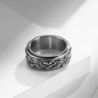 Yifnny Evil Eye Ring, Stainless Steel Rotatable Eye of God Band Ring Cool Evil