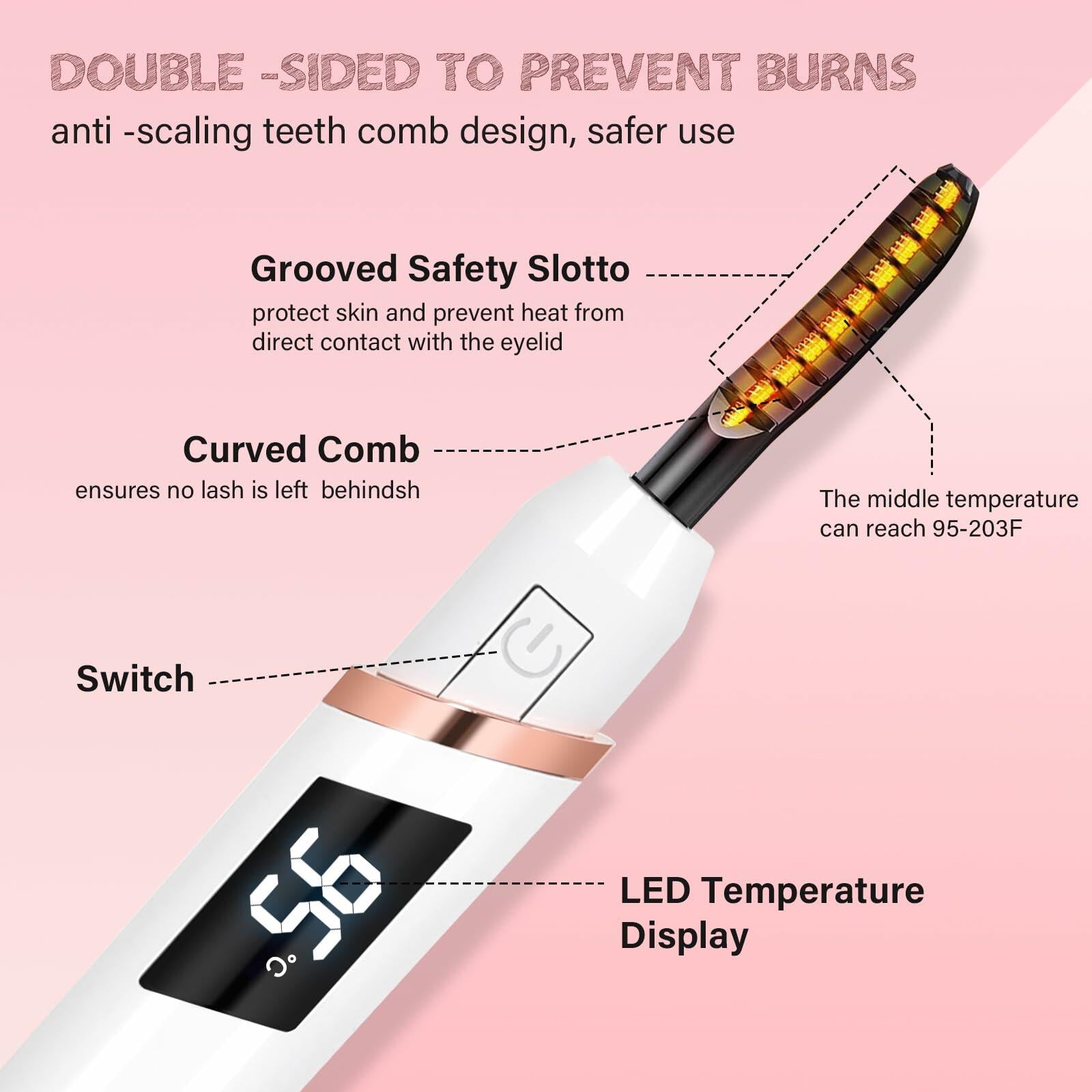 ShenlanBolt Heated Eyelash Curler for Women, Electric Lash Curler with 10s Fast