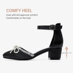 LAURMOSA Girls Black High Heels Closed Toe Dress Shoes Big Girls Heels Fancy