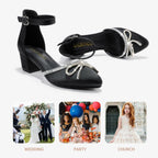 LAURMOSA Girls Black High Heels Closed Toe Dress Shoes Big Girls Heels Fancy