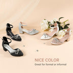 LAURMOSA Girls Black High Heels Closed Toe Dress Shoes Big Girls Heels Fancy