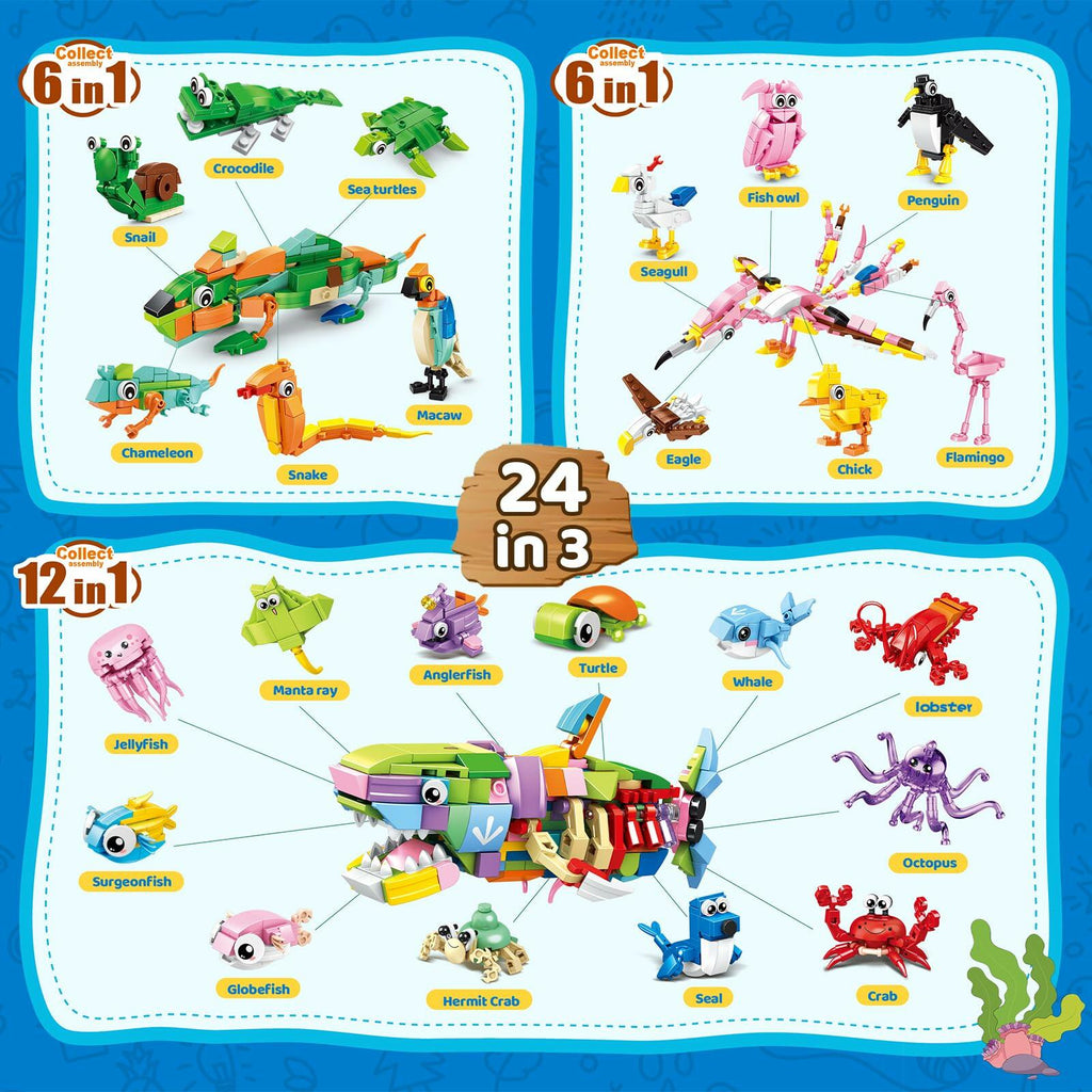 Custoduy 24 Packs Party Favors for Kids – 779 PCS 6-in-1 & 12-in-1 Animal