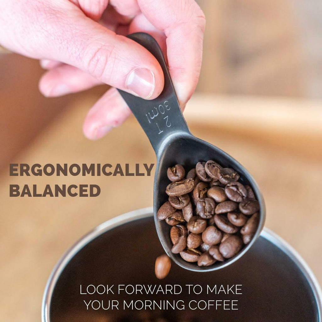 Coffee Scoop 2 Tbsp – Brushed Black, Stainless Steel – Precise Measuring Spoon