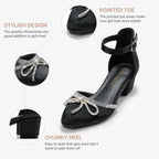 LAURMOSA Girls Black High Heels Closed Toe Dress Shoes Big Girls Heels Fancy