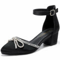 LAURMOSA Girls Black High Heels Closed Toe Dress Shoes Big Girls Heels Fancy