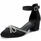 LAURMOSA Girls Black High Heels Closed Toe Dress Shoes Big Girls Heels Fancy