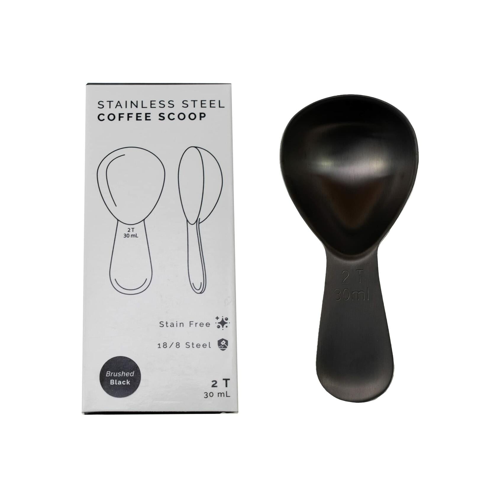 Coffee Scoop 2 Tbsp – Brushed Black, Stainless Steel – Precise Measuring Spoon