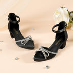 LAURMOSA Girls Black High Heels Closed Toe Dress Shoes Big Girls Heels Fancy