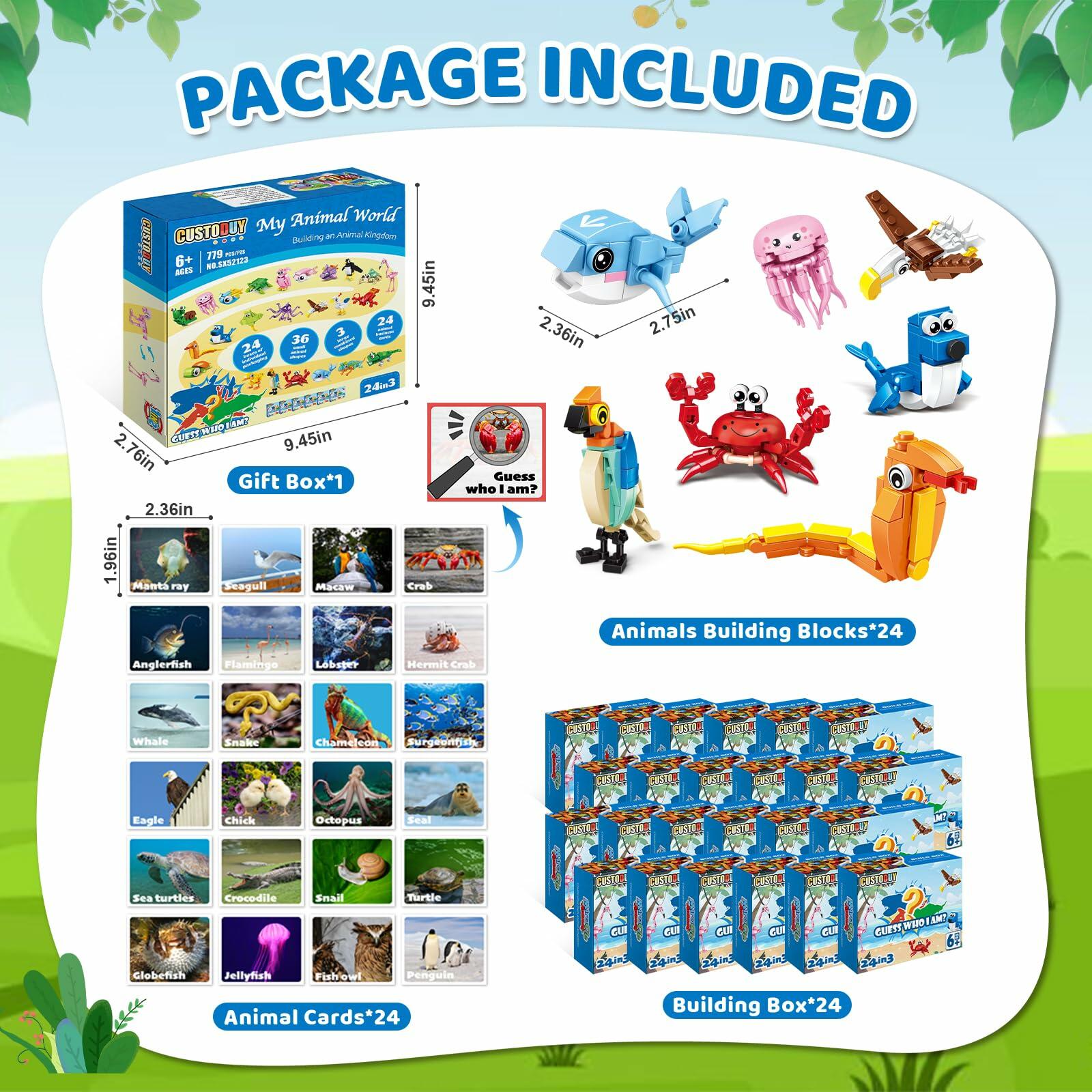 Custoduy 24 Packs Party Favors for Kids – 779 PCS 6-in-1 & 12-in-1 Animal