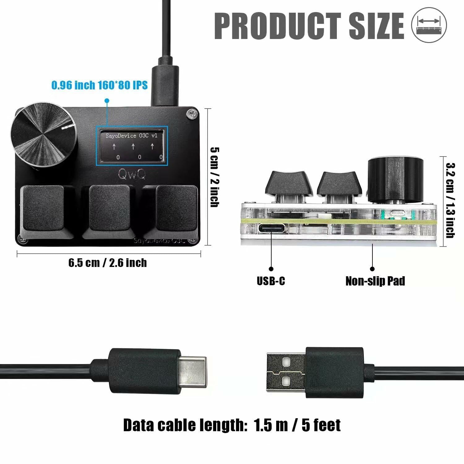 BTXETUEL SayoDevice O3C OSU Keyboard Rapid Trigger Hall Switches Magnetic Linear Switches Keyboard with Knob and Screen,Copy Paste,Shotcut,Macro Hotswap Mini Keypad.…