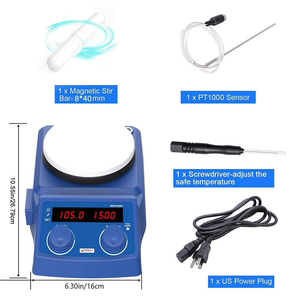 FOUR E'S SCIENTIFIC 5 Inch Magnetic Stirrer Hot Plate Max Temp 280℃/536°F | Max