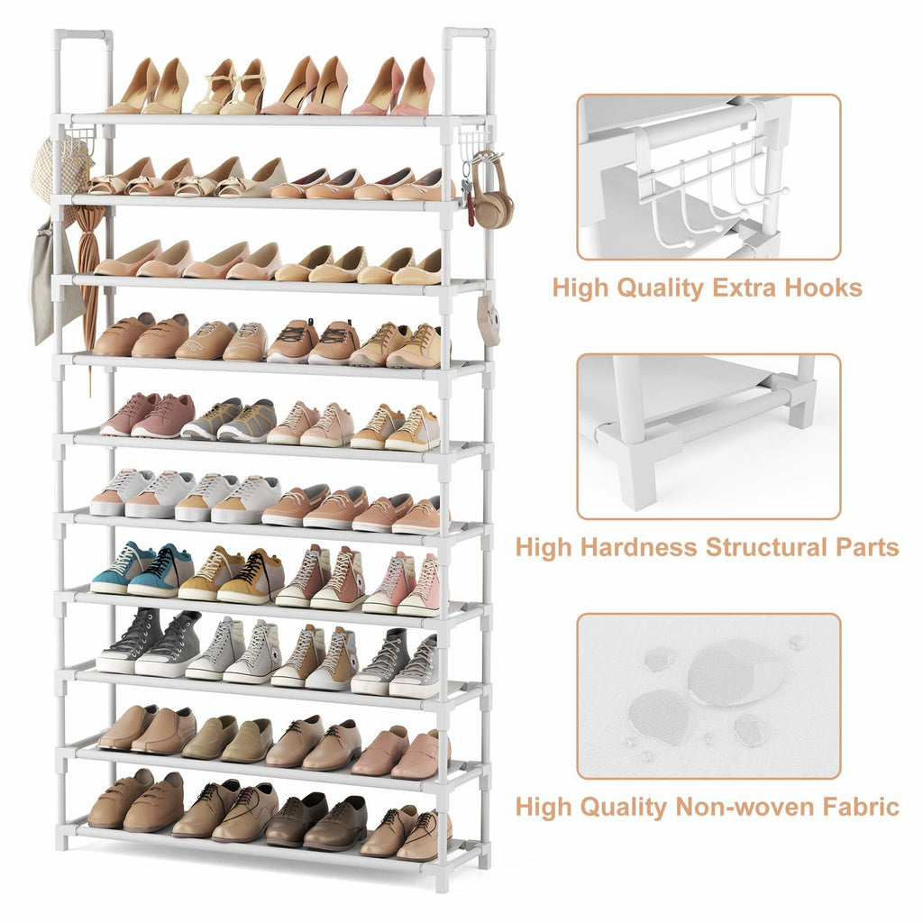 VTRIN 10 Tiers Shoe Rack Tall Large Capacity Wide Shoe Organizer Sturdy Shoe