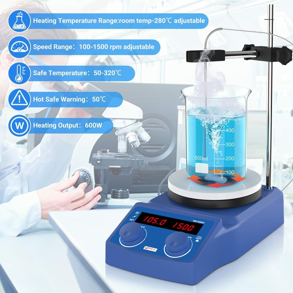 FOUR E'S SCIENTIFIC 5 Inch Magnetic Stirrer Hot Plate Max Temp 280℃/536°F | Max
