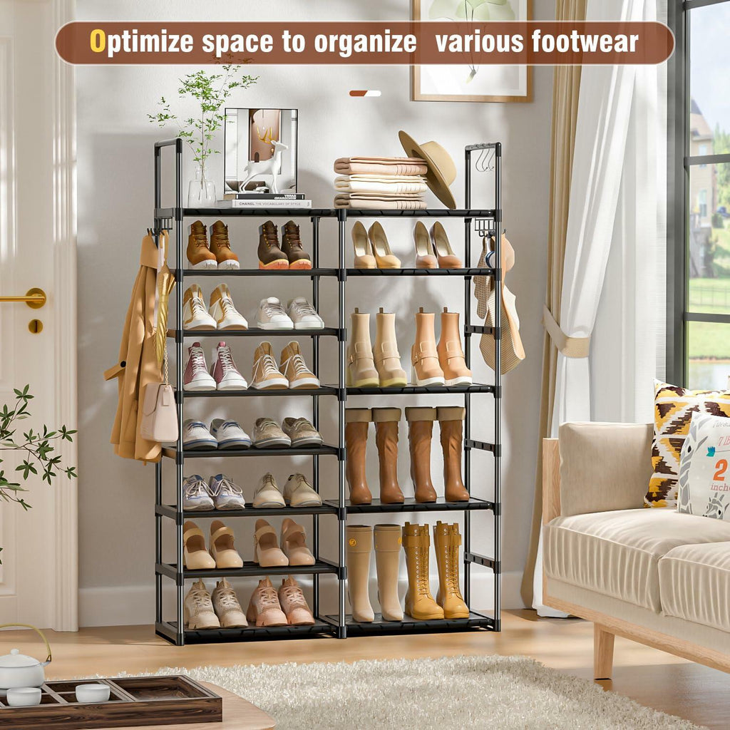 OYREL Shoe Rack Organizer 8 Tiers, Tall Shoe Racks Shelf Storage, 26-32 Pairs