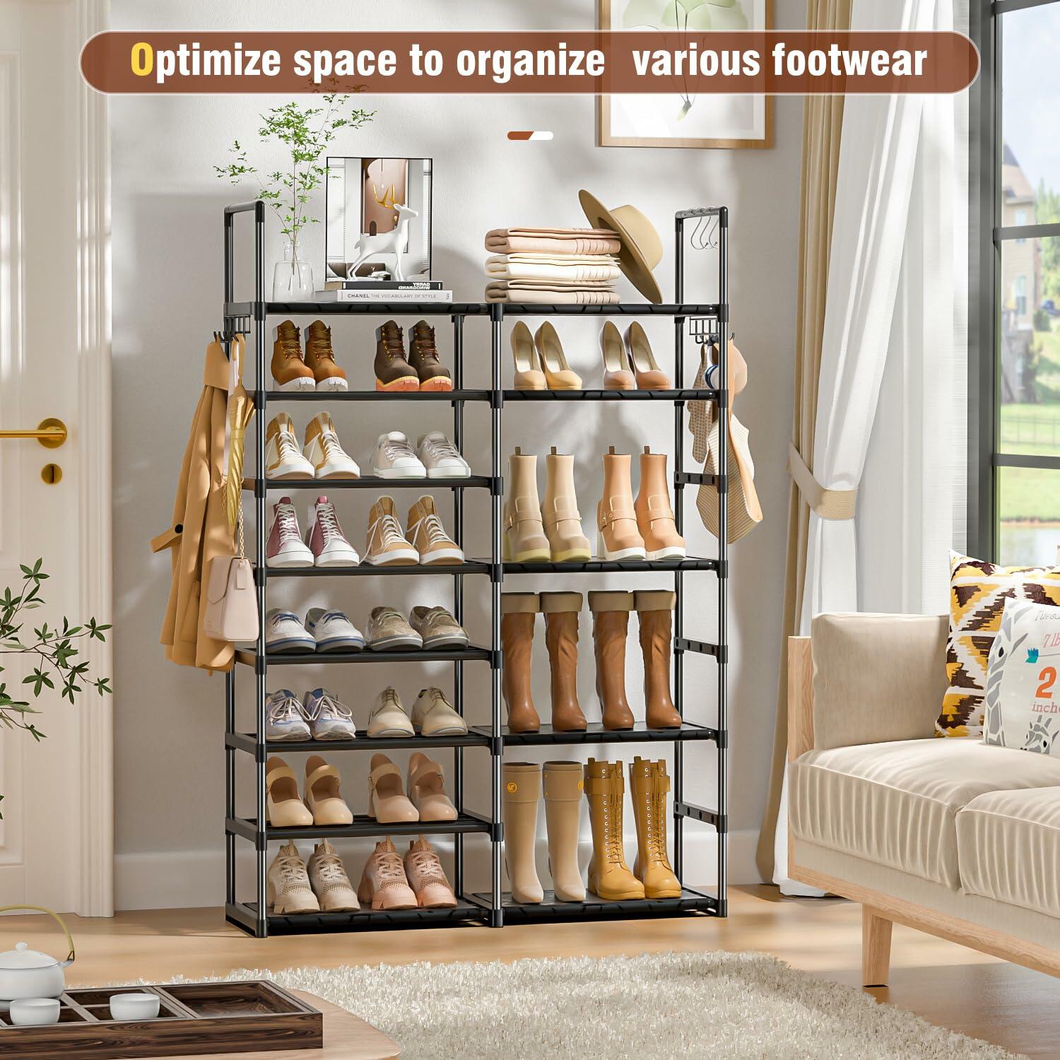 OYREL Shoe Rack Organizer 8 Tiers, Tall Shoe Racks Shelf Storage, 26-32 Pairs