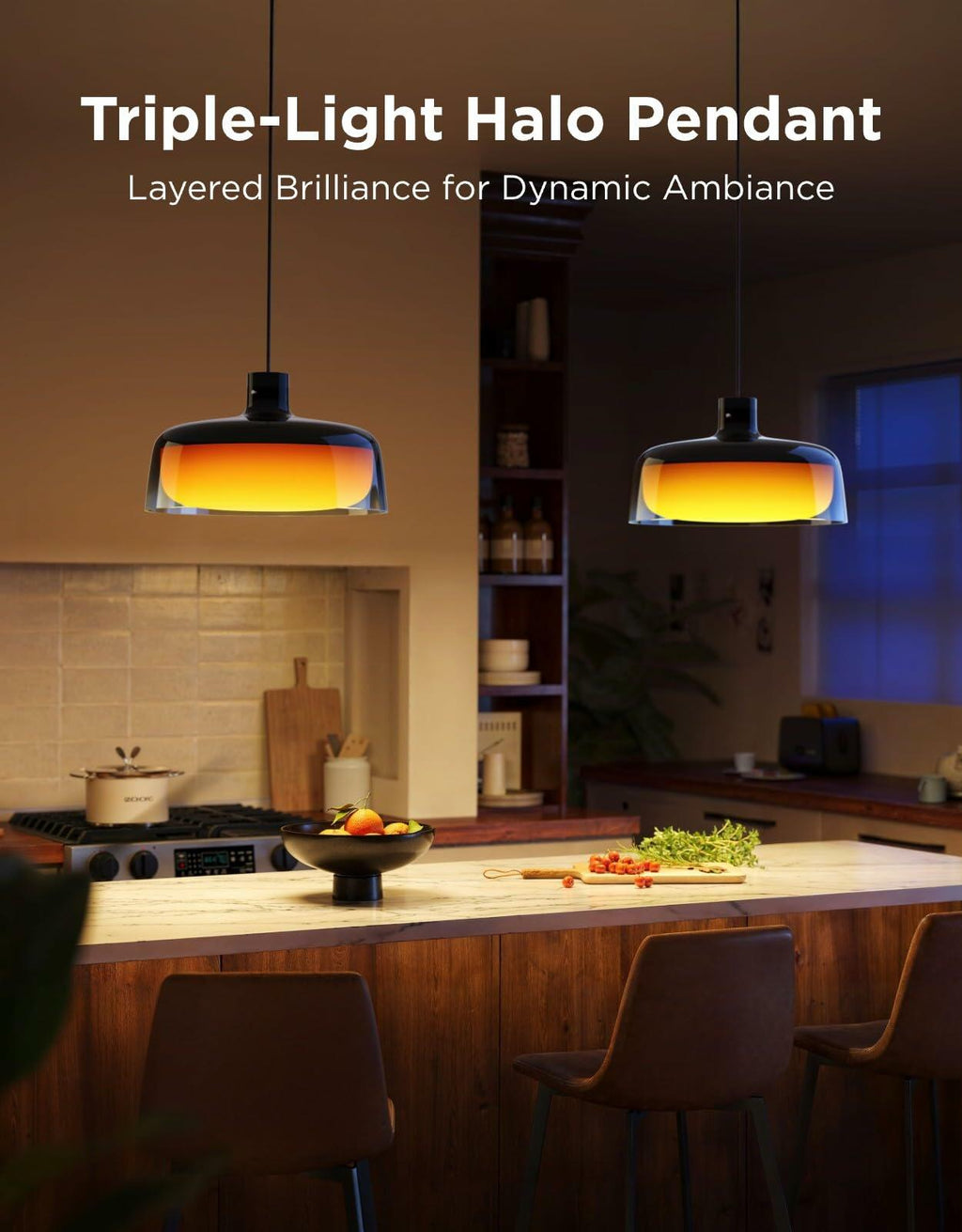 Govee Pendant Light for Kitchen Island, Three-Layer RGBIC Smart Lighting, Matter