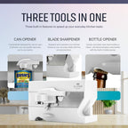 Elitra Home 3 in 1 Under the Cabinet Electric Can Opener, Blade Sharpener,