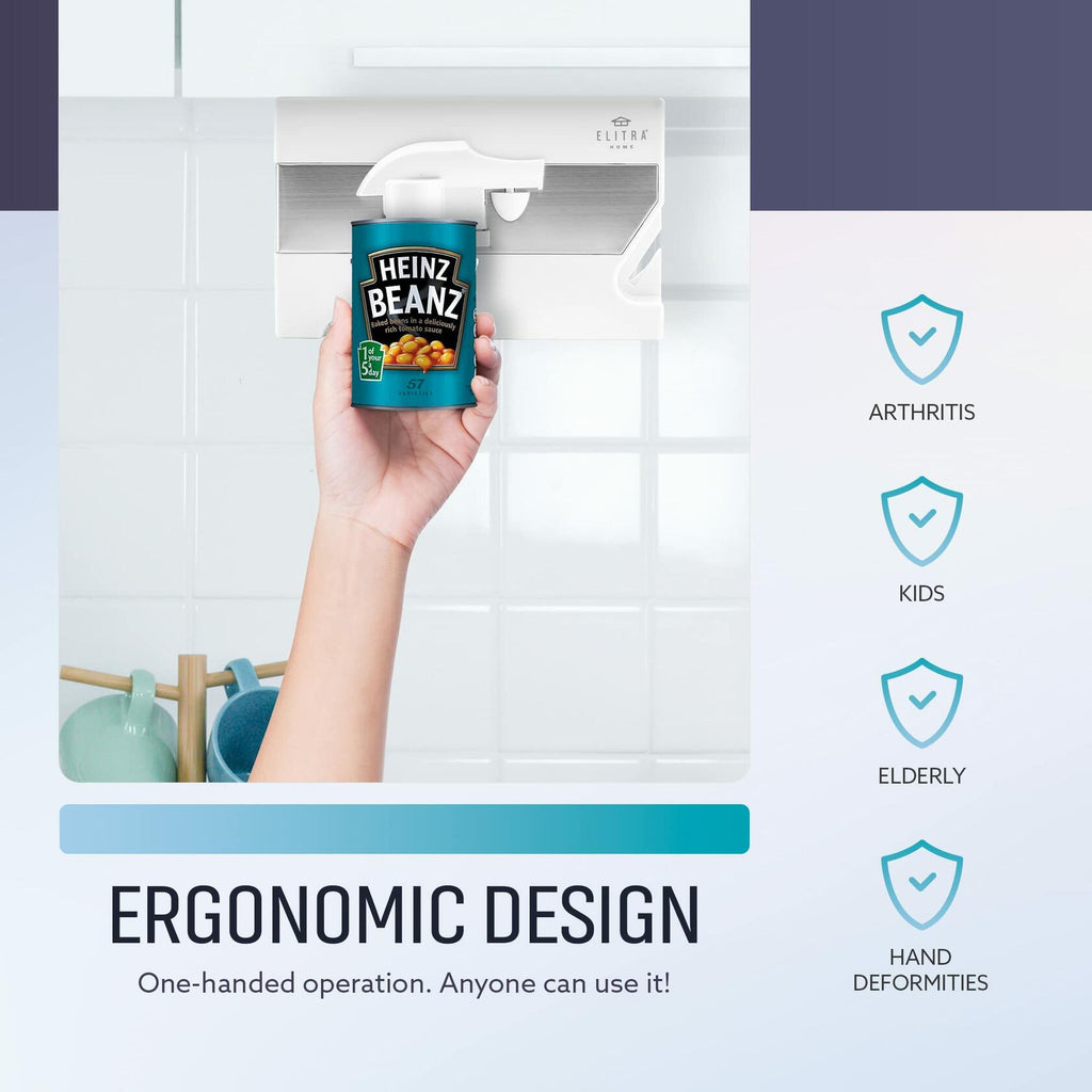 Elitra Home 3 in 1 Under the Cabinet Electric Can Opener, Blade Sharpener,