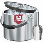 3.2L Double Wall Stainless Steel Ice Bucket with Lid,Scoop, Updated Insulated