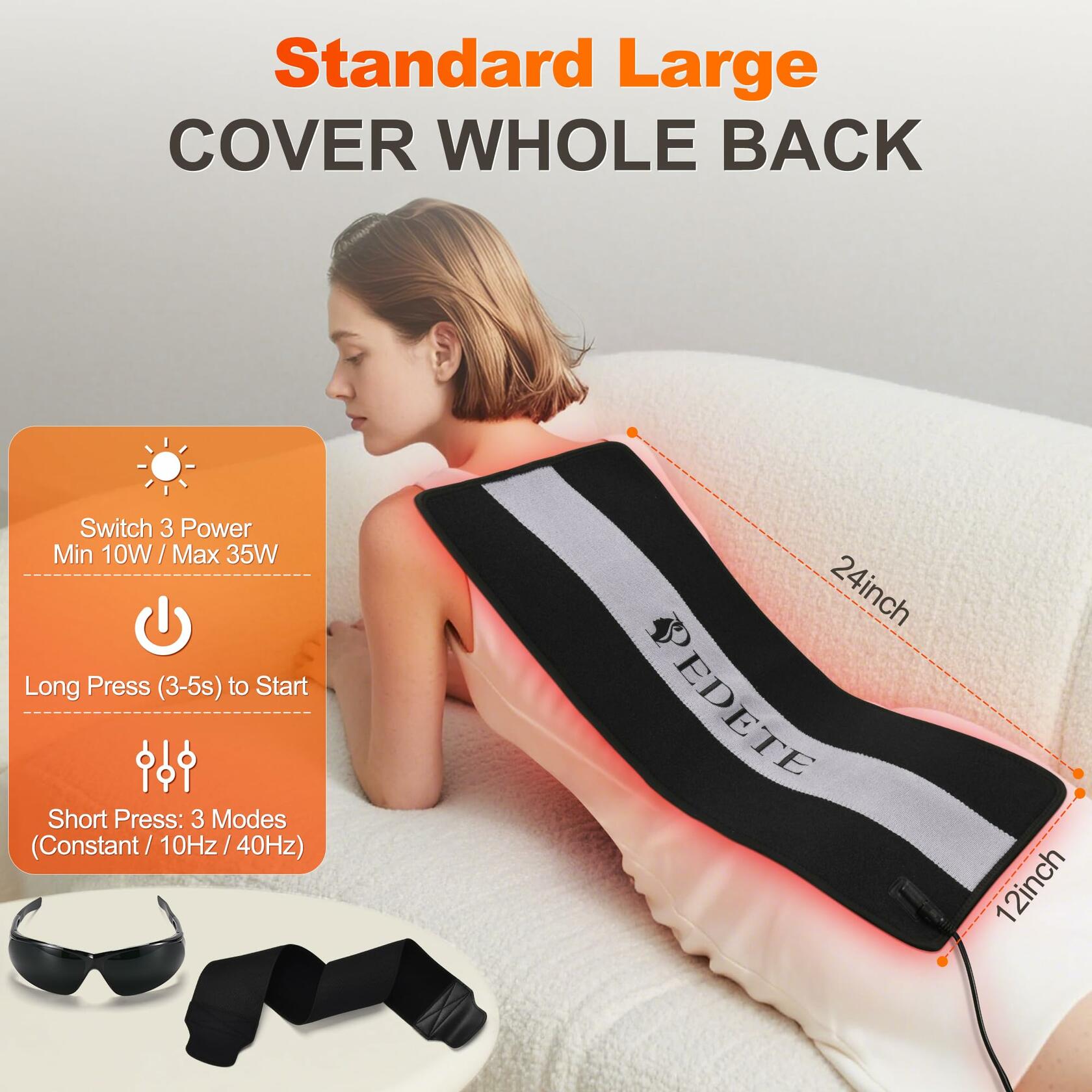 Pedete Red Light Therapy for Body, 24’’ x 12’’Large Infrared Light Therapy Pad