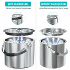 3.2L Double Wall Stainless Steel Ice Bucket with Lid,Scoop, Updated Insulated