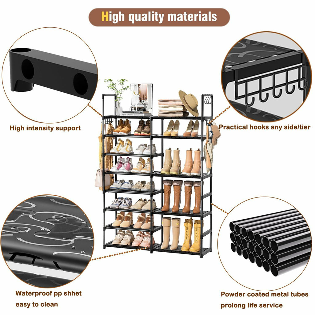 OYREL Shoe Rack Organizer 8 Tiers, Tall Shoe Racks Shelf Storage, 26-32 Pairs